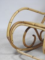Rocking Chair en bambou à couverte tissu brun floral (photo 4)