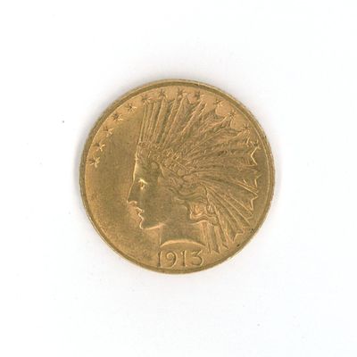 une image représentant une pièce d'or sur laquelle figure une tête d'Indien