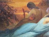 painting of a woman laying on the ground next to a man