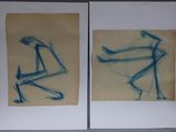 two drawings of a man and a woman on the same page