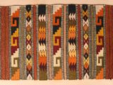 a picture of a colorful area rug on a white surface