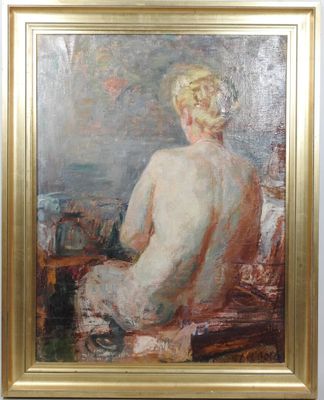 an image of a painting of a nude woman sitting on a chair