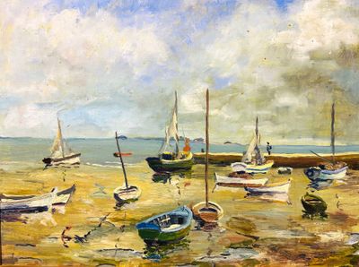 de nombreux bateaux échoués sur la plage