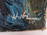 a picture of a painting of a woman in a blue dress
