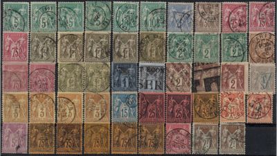 a collection of old postage stamps from different countries