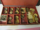 a red box with many different items inside of it