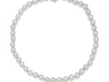 a white pearl necklace with a silver clasp on a white background