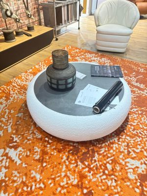 Table basse PEPPER diamètre 110 cl plateau céramique et tiss… - Photo 1