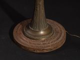 a lamp that is on a wooden table
