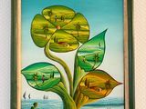 une photo d'un tableau représentant un arbre accroché au mur