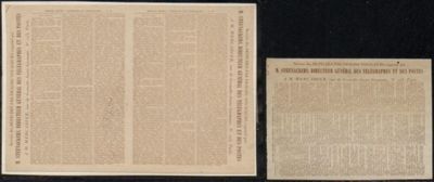two pages of old paper with writing on them on a black surface