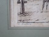 a drawing of a man on a horse by a fire hydrant