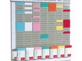 un gros plan d'un tableau d'affichage sur lequel sont accrochées de nombreuses notes de différentes couleurs