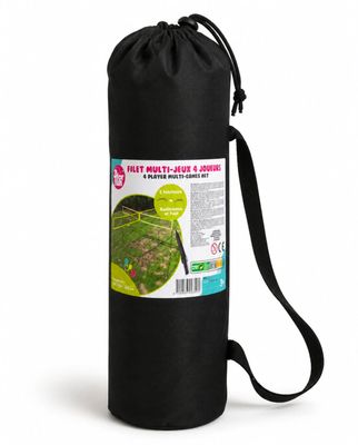 un sac noir pour tapis de yoga, muni d'une poignée noire et d'une bandoulière noire