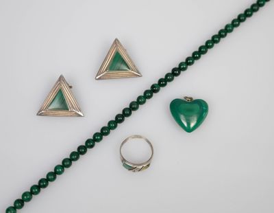 Lot EN Argent 925 °/°°, MÉTal ArgentÉ ET Malachite Comprenan…