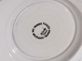 a person holding a plate with a black and white design on it