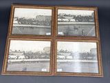four framed photographs of a baseball game with a batter and catcher
