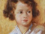une peinture à l'huile représentant une petite fille en chemise blanche