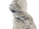 marble statue of a woman holding a snake on a white background
