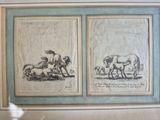 a picture of a picture of two horses and a man