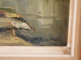 a picture of a painting of a boat on the water