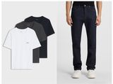trois t-shirts pour homme et un jean