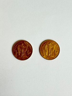 Deux pièces de 20 francs or type Génie (1x1896 ; 1x1893). Poids total  - Photo 1