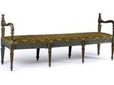 a bench that is made out of wood and has a pattern on it