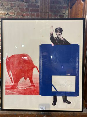 a picture of a picture of a man riding a bull