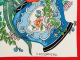 a painting of a blue vase with flowers on it