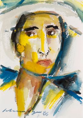 une image représentant un tableau où l'on voit une femme portant un chapeau