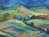 an image of a painting of a landscape with mountains in the background
