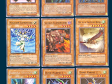 a close up of a bunch of cards on a blue background