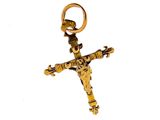 gold plated cross pendant with a cross on it on a white background