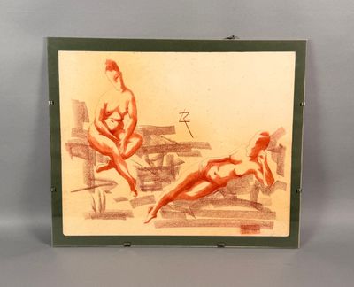 une image représentant deux nus assis sur un banc