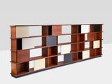 an image of a bookcase with multiple shelves on it