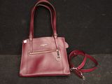 michael korsh red leather handbag with matching strap