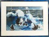 une photo d'un tableau représentant un homme dans un bateau en pleine mer