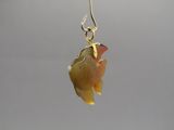 gold plated earrings with yellow and brown glass leaves hanging from hooks