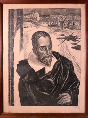 Albert DECARIS (1901-1988) Portrait de Cervantes
