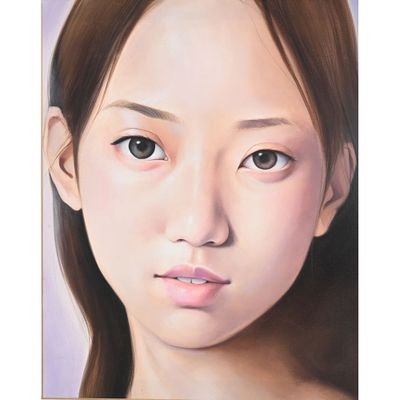 tableau représentant une jeune femme aux longs cheveux bruns et aux yeux marron