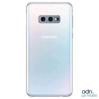 the back of a white samsung s10 with a clear back cover