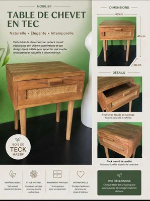 Lot de 20 tables de chevet en bois de teck hauteur 49 cm lar…