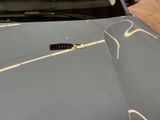 a close up of a car ' s hood with a sticker on it