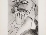 une image représentant le dessin d'un homme avec une cigarette à la bouche