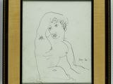 une image représentant le dessin d'une femme assise devant un miroir