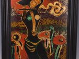 an image of a painting of a woman with a hat on