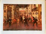 a picture of a painting of a group of people in a street