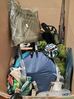 a box full of luggage and other items in it