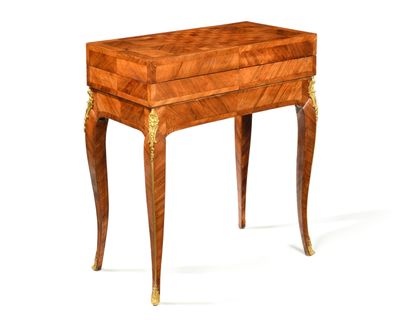 an image of a small wooden table with a drawer on top of it